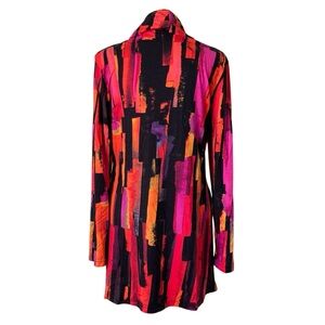 SnoSkins Cowl Neck Tunic Top Art To Wear Abstract Colorful Made in‎ USA (Size M)